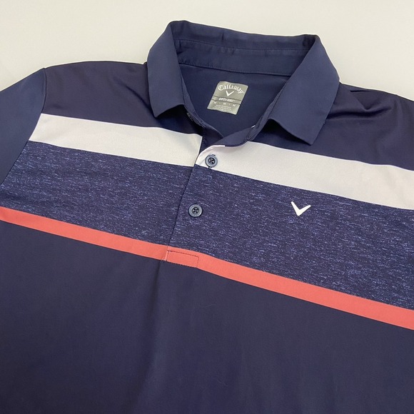 Callaway Other - Callaway Opti Dri Polo Shirt‎ Mens Med Navy Striped Performance Golf Polo